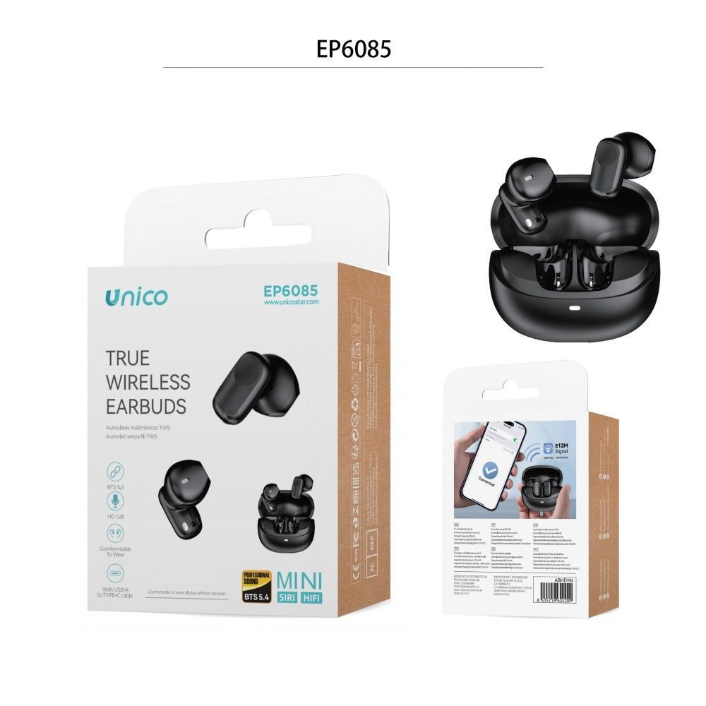 Auricolari Bluetooth TWS EP6085 - NeroUnico