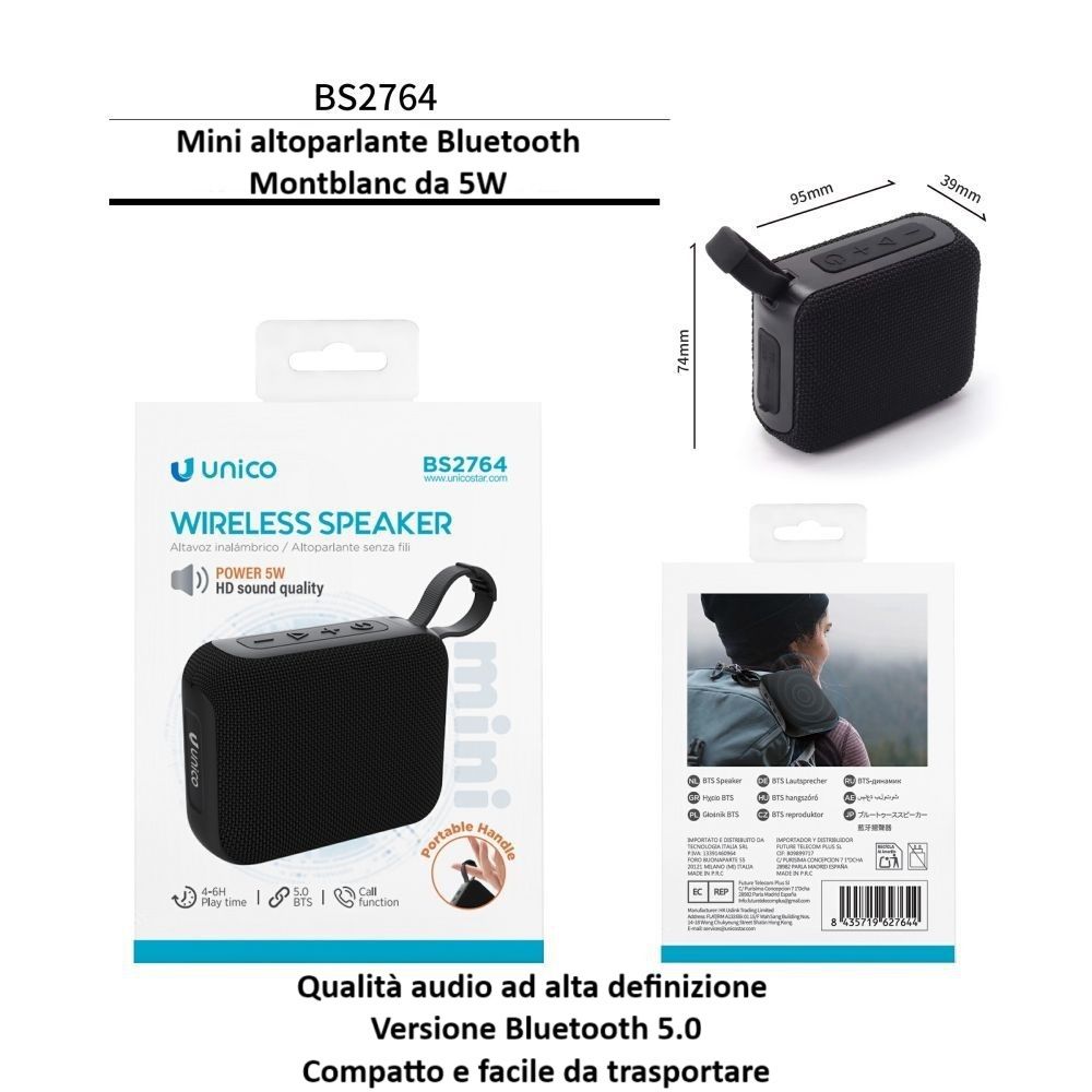 ALTOPARLANTE 5W CON RIVESTIMENTO IN TESSUTO BS2764 NERO ELEGANZA E QUALITÀ AUDIOUnico