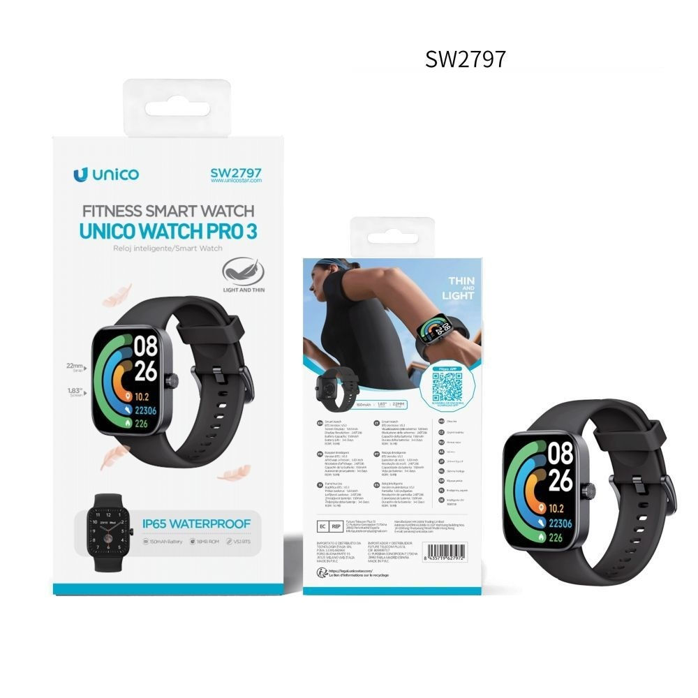 Smartwatch FitPro 3 Sottile e Leggero (1,83") - SW2797 NeroUnico