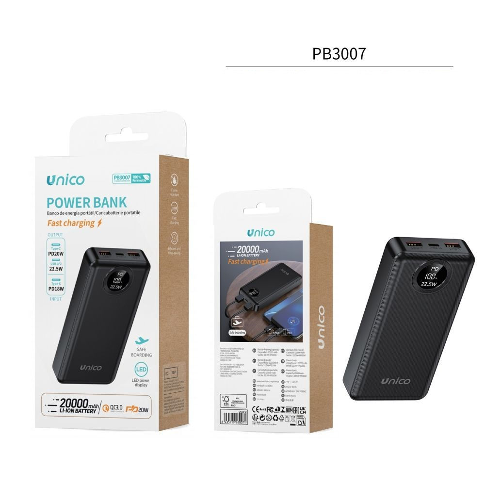 Power Bank 20000mAh 22.5W PB3007 - NeroUnico