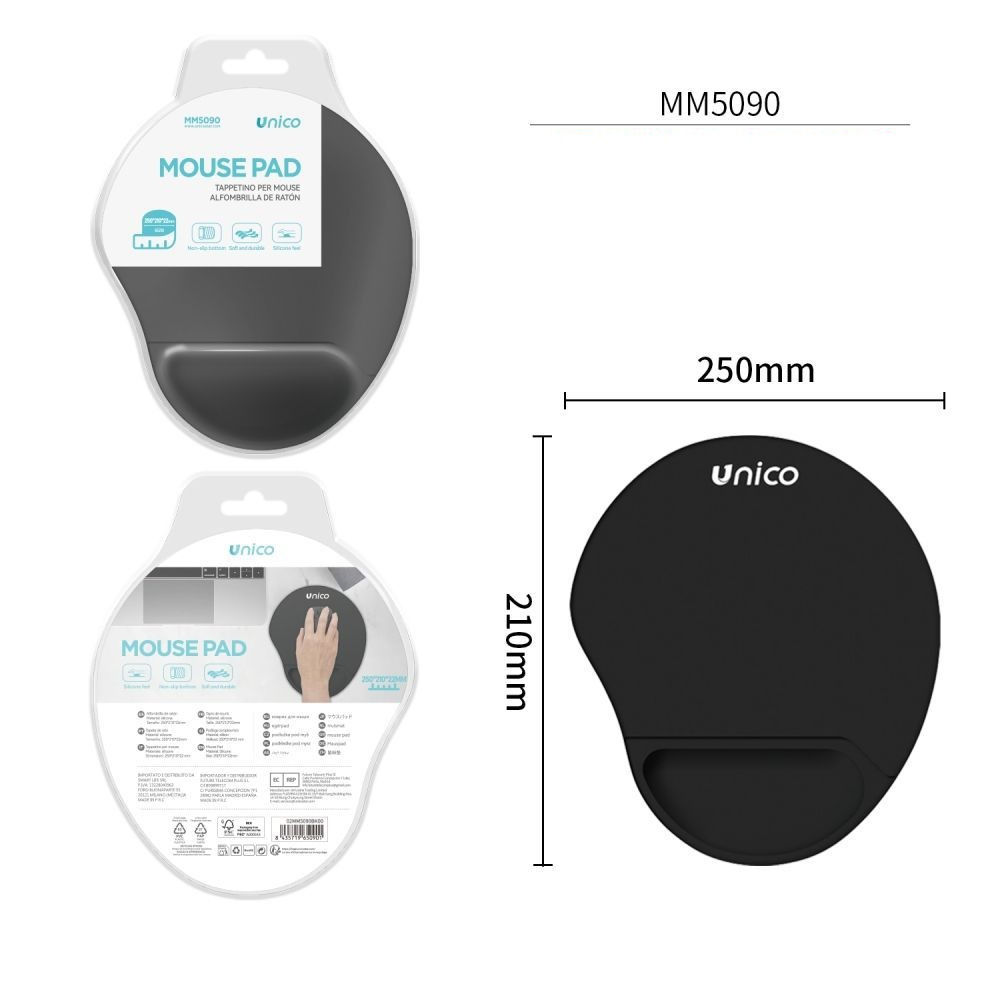 Tappetino Mouse con Poggiapolso MM5090 - 21x25cmUnico