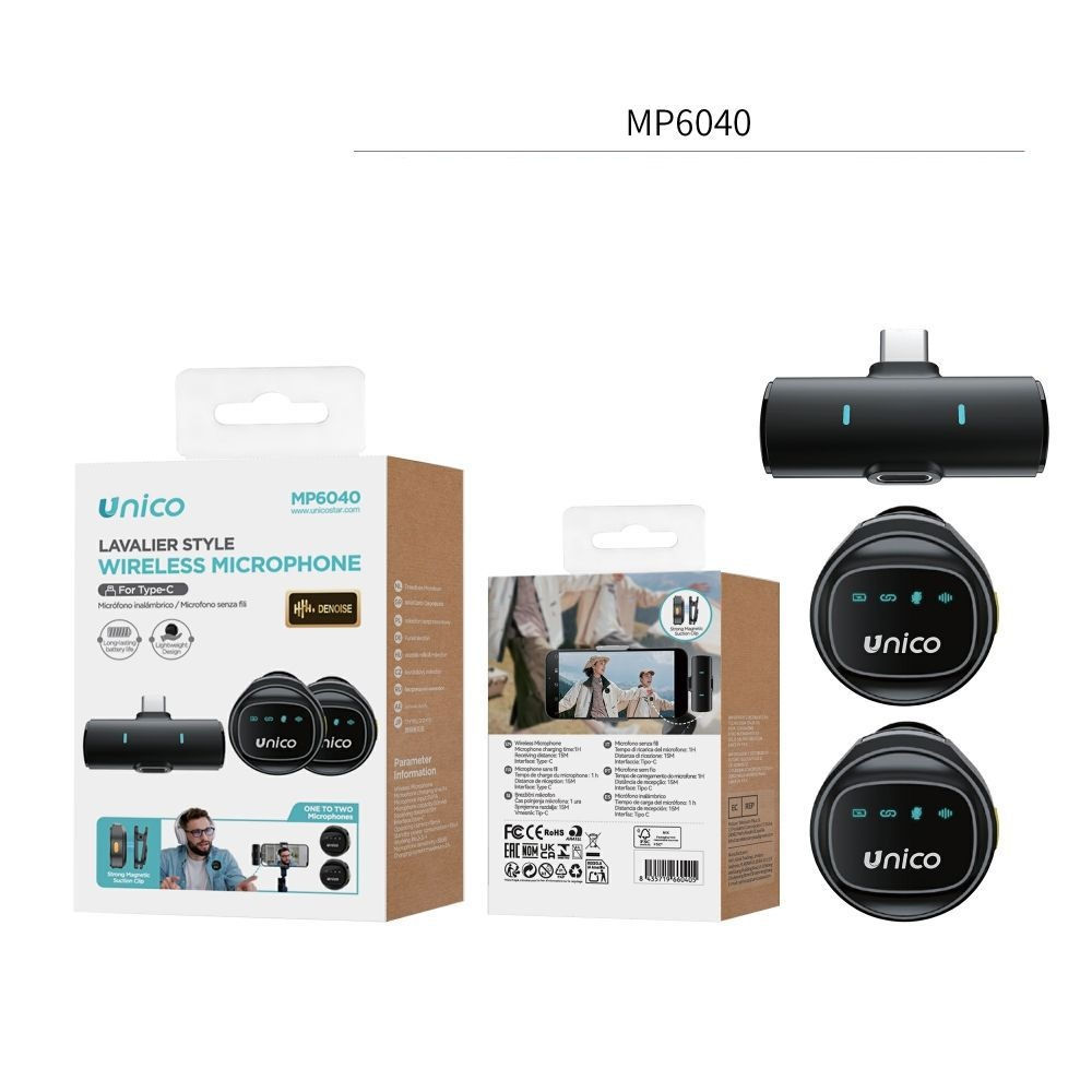 Microfono Lavalier Wireless - MP6040Unico