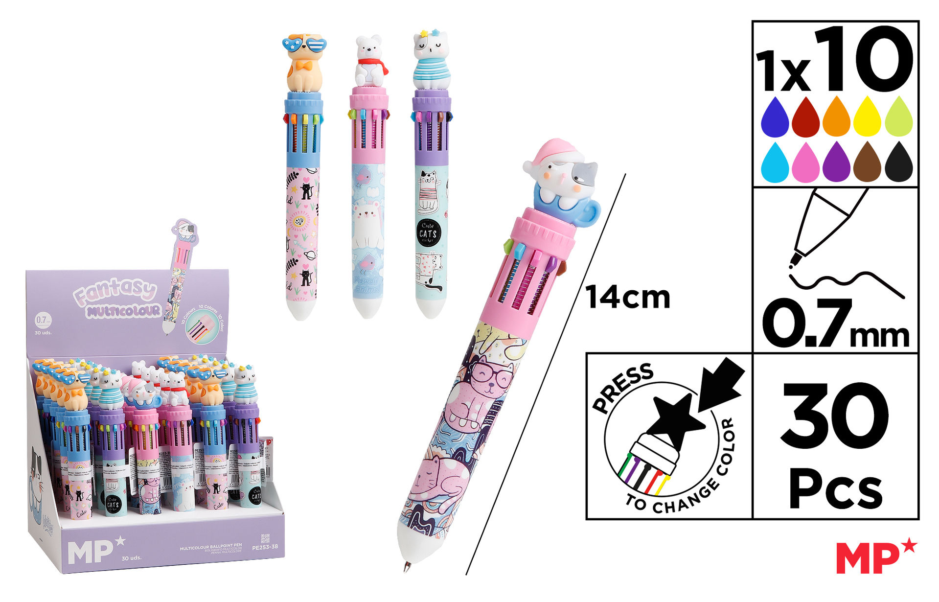 MP PENNA SFERA 10 COLORI 0.7MMMp