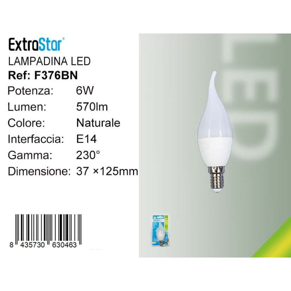 Lampadina LED a Candela E14 6W 570LM - Luce Naturale 4200KExtrastar