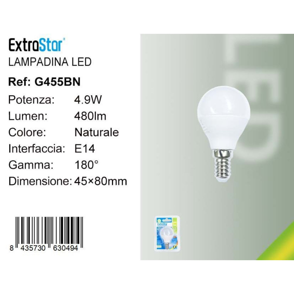 Lampadina LED E14 4.9W 480LM - Luce Naturale 4200KExtrastar