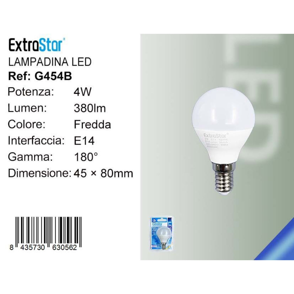 Lampadina LED E14 4W 380LM - Luce Fredda 6500KExtrastar