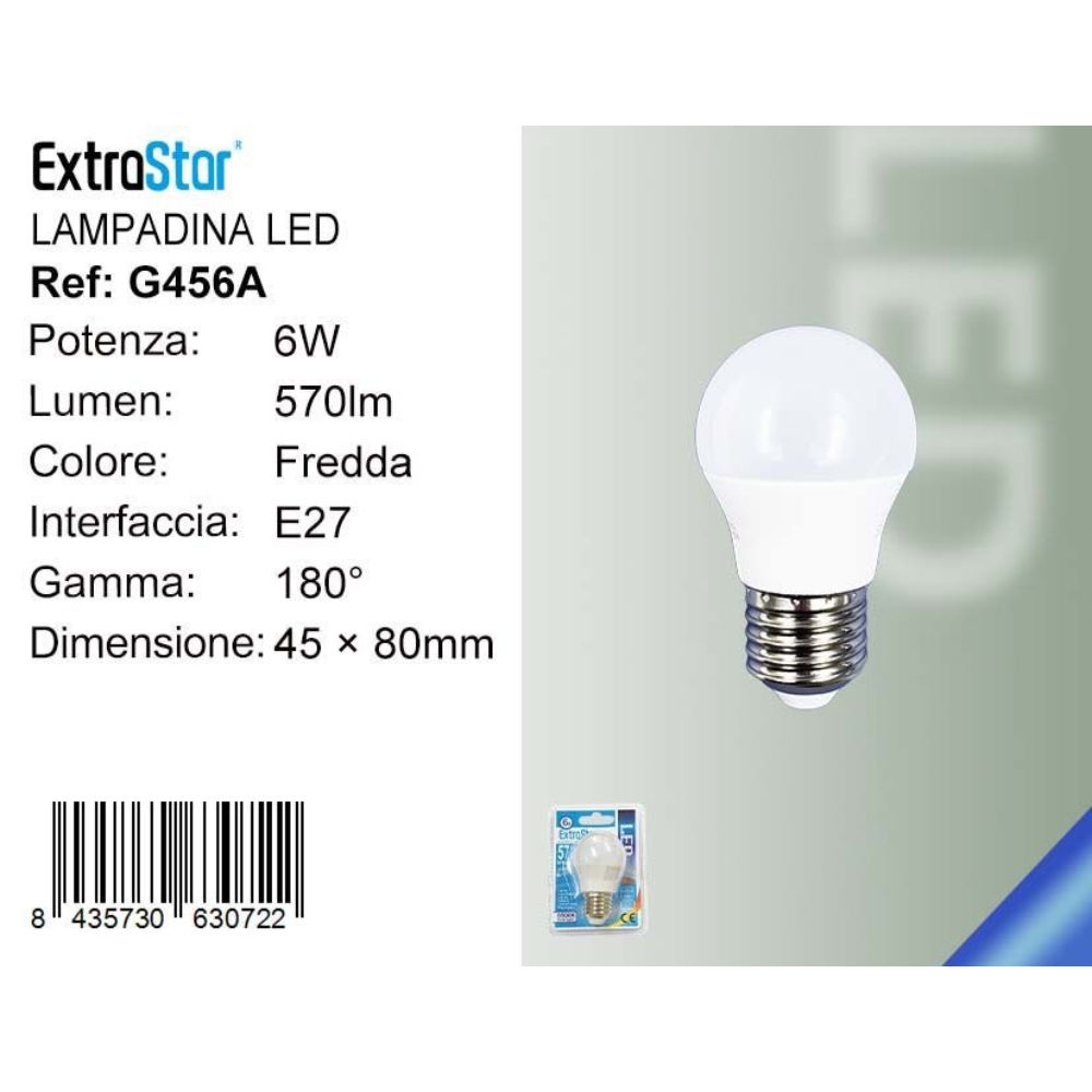 Lampadina LED E27 6W 570LM - Luce Fredda 6500KExtrastar