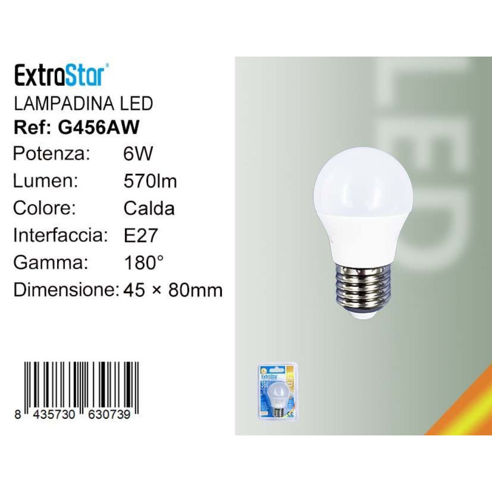 Lampadina LED E27 6W 570LM - Luce Calda 3000KExtrastar