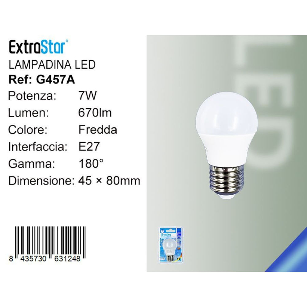 Lampadina LED E27 7W 670LM - Luce Fredda 6500KExtrastar