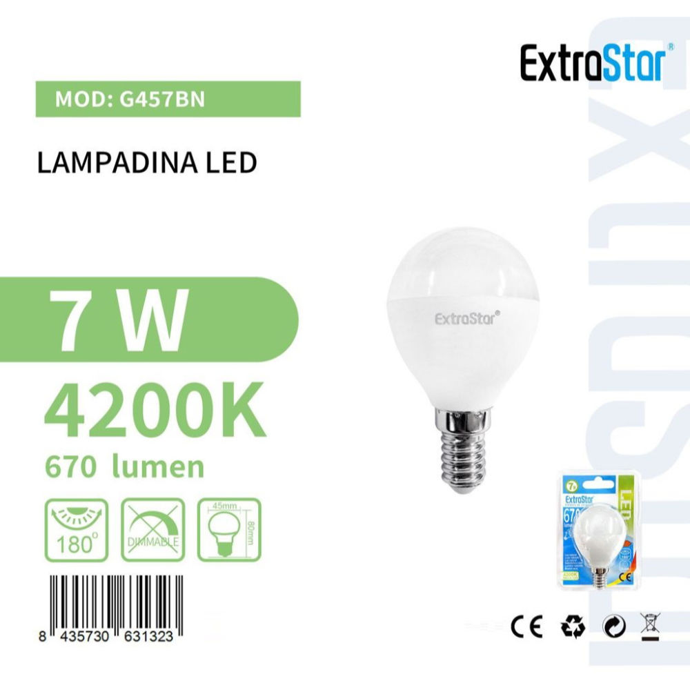Lampadina LED E14 7W 670LM - Luce Naturale 4200KExtrastar