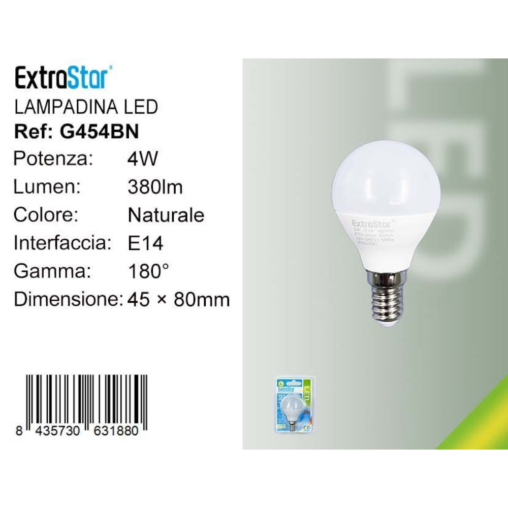 Lampadina LED E14 4W 380LM - Luce Naturale 4200KExtrastar
