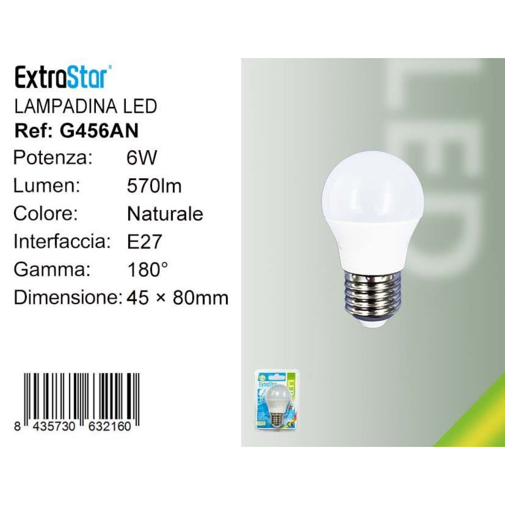 Lampadina LED E27 6W 570LM - Luce Naturale 4200KExtrastar