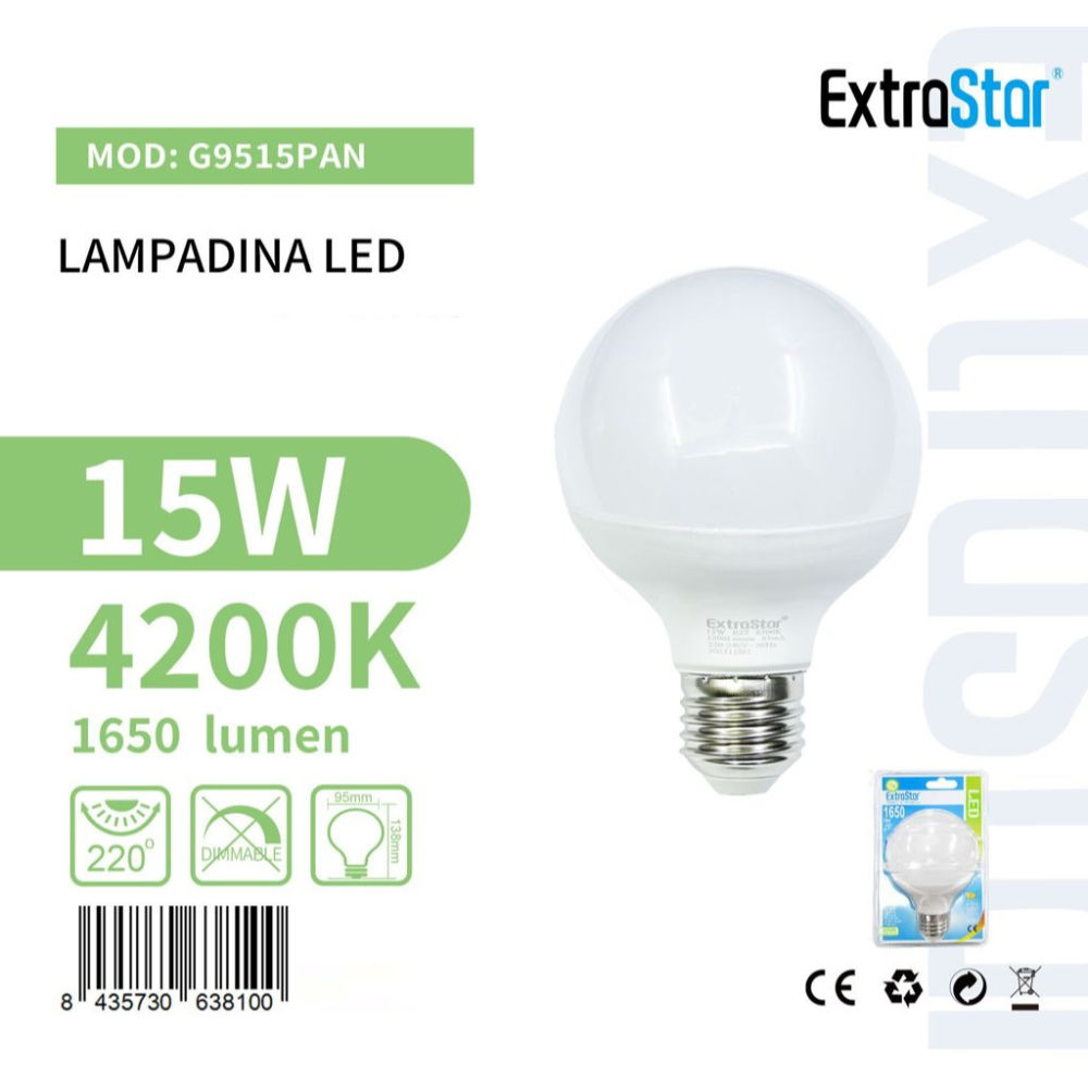 Lampadina LED E27 15W 1650LM - Luce Naturale 4200KExtrastar