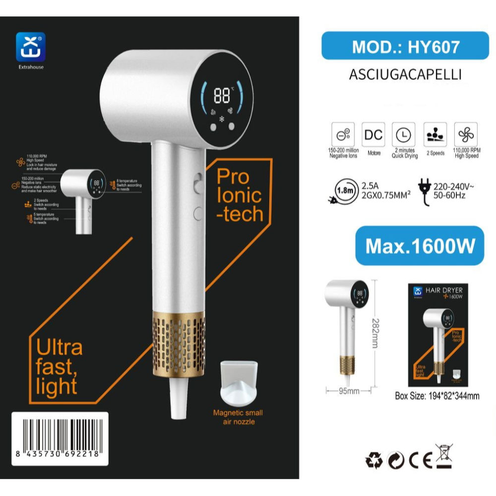 Asciugacapelli Ultra Veloce 1600W - HY607Extrastar