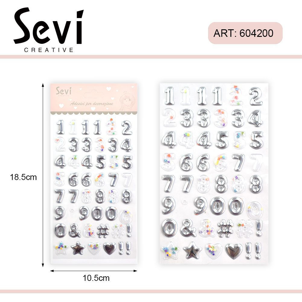 NUMERI ADESIVI 3D - ARGENTOSevi