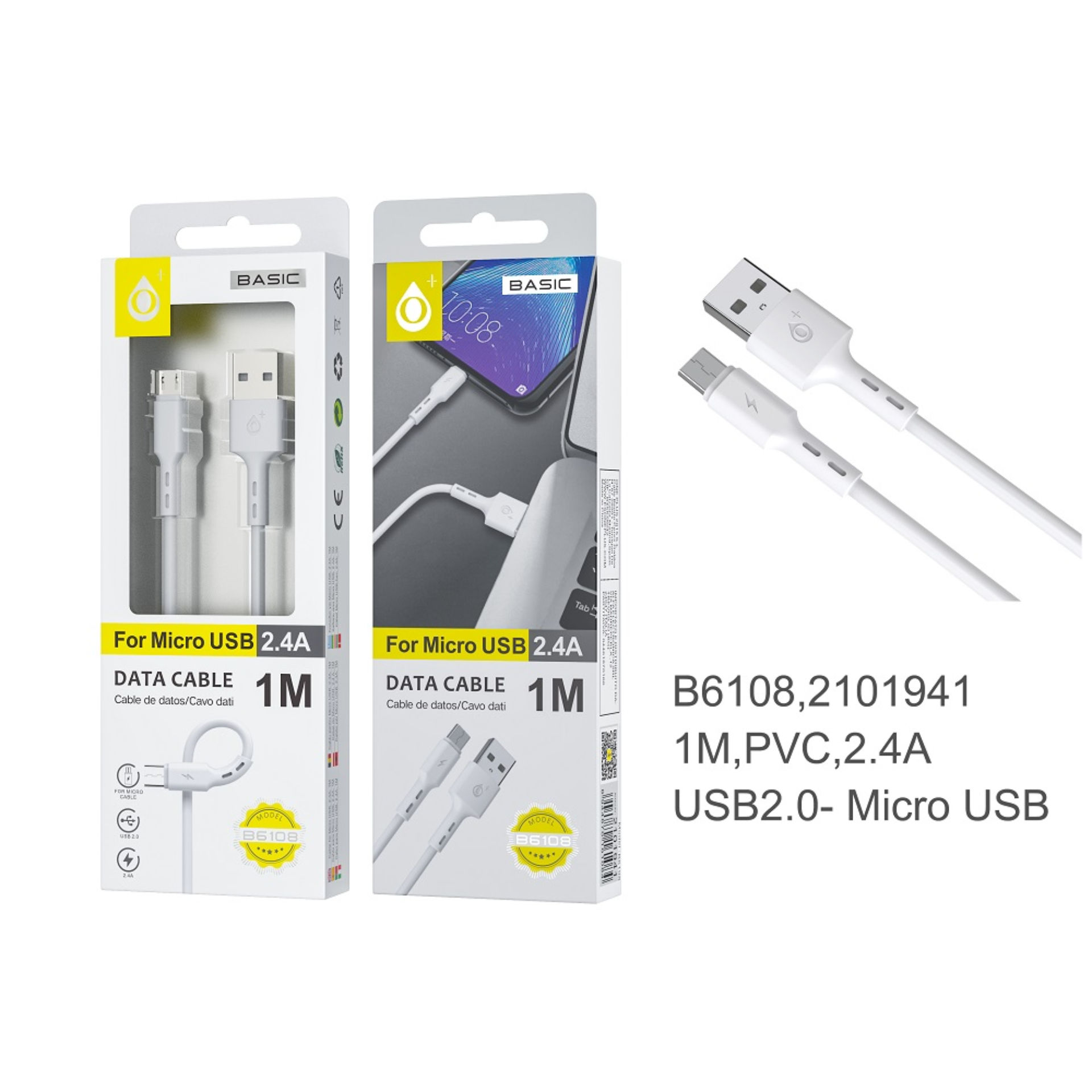 B6108 BL, CAVO DATI FLAUTO S.BASIC PER MICRO USB,