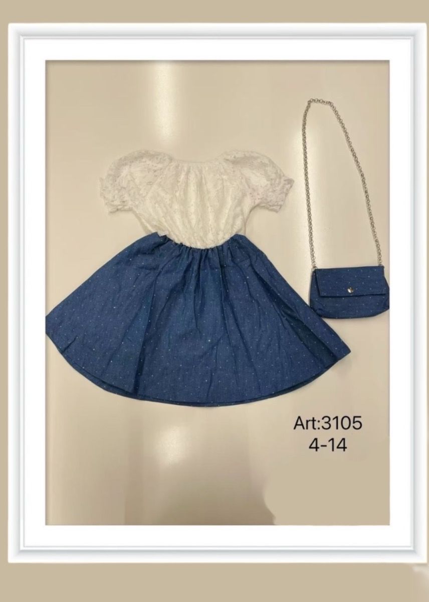ABITO BAMBINA BIANCO E BLU CON BORSETTAFigure Art